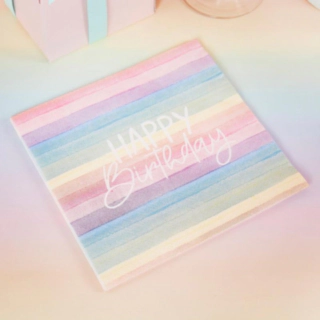 Eko Servetter Happy Birthday Flerfärgad Pastell