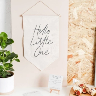 Hello Little One Canvasskylt Med Kort