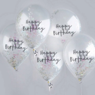 Happy Birthday Konfetti Ballonger Skimrande