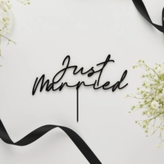 Just Married Tårtdekoration Svart