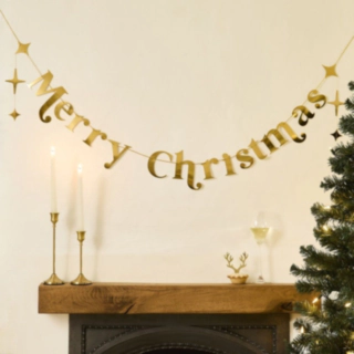 Merry Christmas Girlang Guld