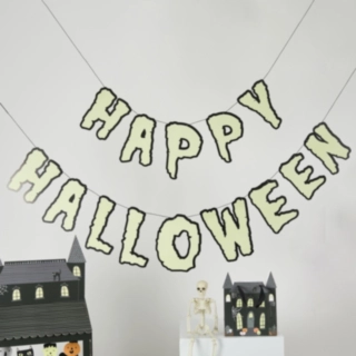 Självlysande Happy Halloween Girlang