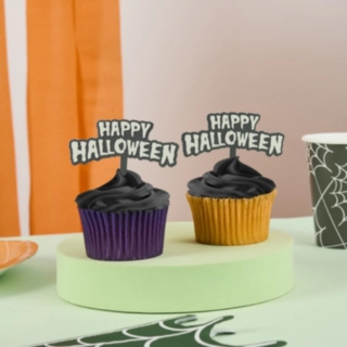 Happy Halloween Tårtpinnar Svart