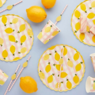 Citron Gingham Papptallrikar