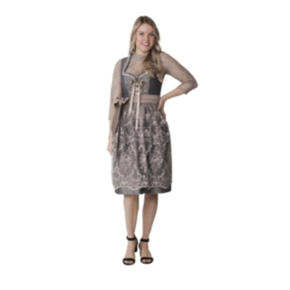 Dirndl Jacquard Blommig Silvergrå