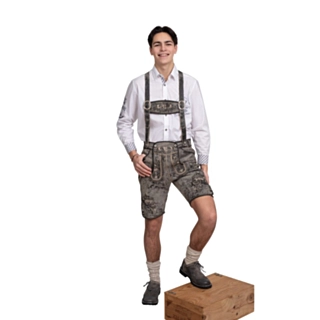 Lederhosen Läder Kort Grå