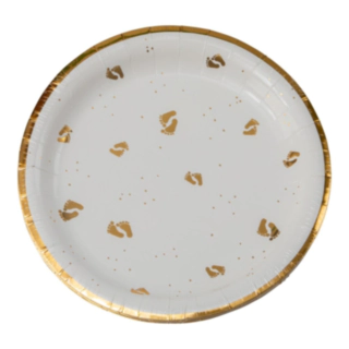 Papptallrikar Babyfötter Vit/Guld
