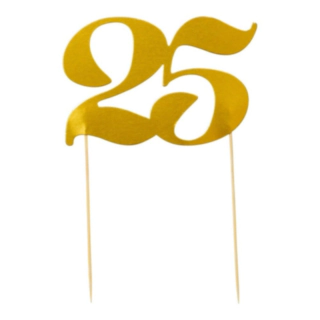 25 År Tårtdekoration Guld