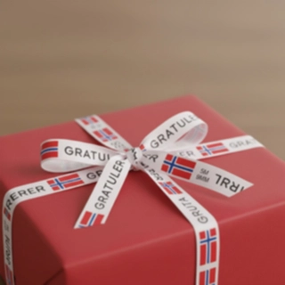 Norsk Gratulerer Satinband