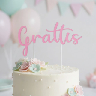 Grattis Tårttopper Rosa