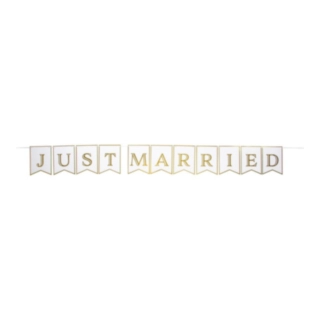 Just Married Flaggirlang Vit/Guld