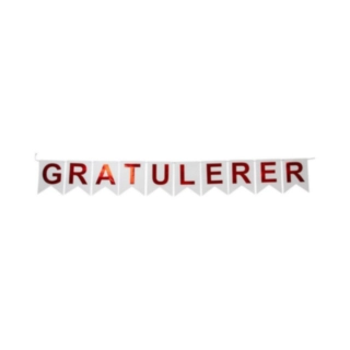 Norsk Gratulerer Banderoll Röd