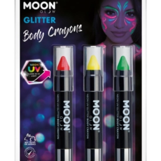 Sminkpennor UV Neon Glitter Röd/Gul/Grön