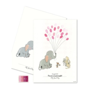 Affisch Fingeravtryck Elefant Ljusrosa