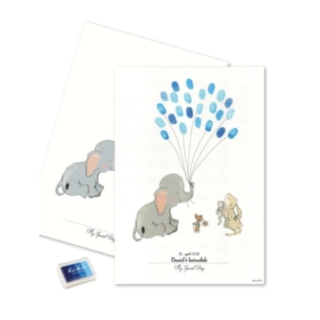Affisch Fingeravtryck Elefant Blå