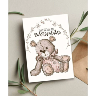 Barnedåb Inbjudningskort Ljusrosa