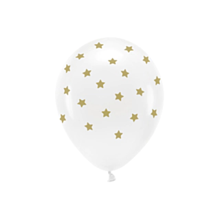Basic Stjärnor Ballonger Vit/Guld