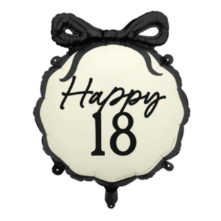 Happy 18 Folieballong Svart/Vit