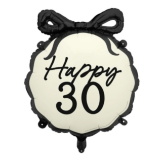 Happy 30 Folieballong Svart/Vit