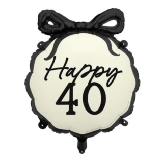 Happy 40 Folieballong Svart/Vit