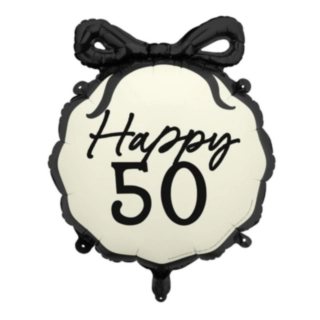 Happy 50 Folieballong Svart/Vit