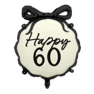 Happy 60 Folieballong Svart/Vit