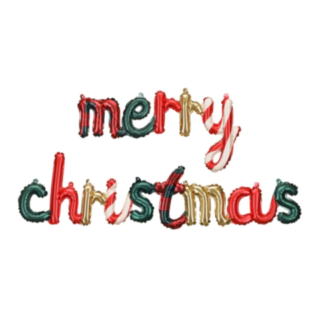 Merry Christmas Folieballong Röd/Grön/Guld