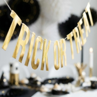 Trick Or Treat Halloween Girlang Guld