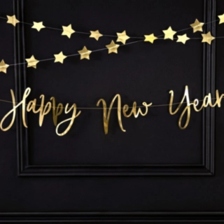 Happy New Year Girlang Guld