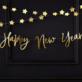 Happy New Year Girlang Guld