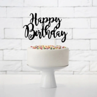 Happy Birthday Tårttopper Svart