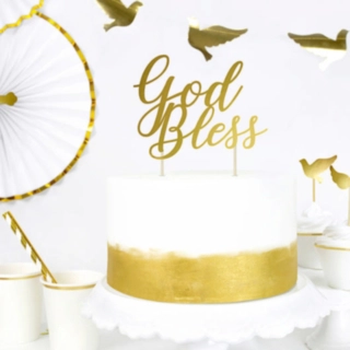 God Bless Tårtdekoration Guld