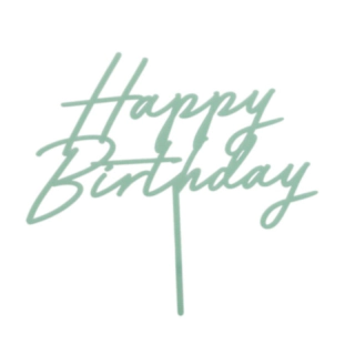 Happy Birthday Akryl Tårtdekoration Matt Grön