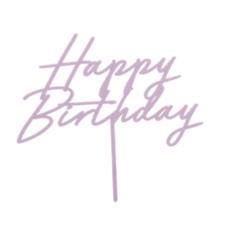 Happy Birthday Akryl Tårtdekoration Matt Lila