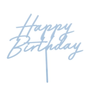 Happy Birthday Akryl Tårtdekoration Matt Ljusblå