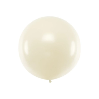 Stor Rund Ballon Metallisk Pärlvit