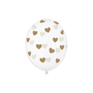 Hjärta Latexballonger Transparent/Guld