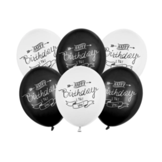 Happy Birthday Latexballonger Svart/Vit