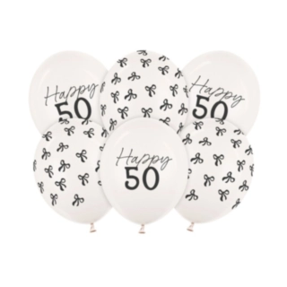 Happy 50 Latexballonger Off-White