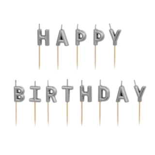 Happy Birthday Tårtljus Silver