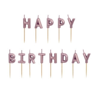 Happy Birthday Tårtljus Roséguld