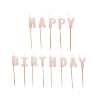 Happy Birthday Tårtljus Ljusrosa