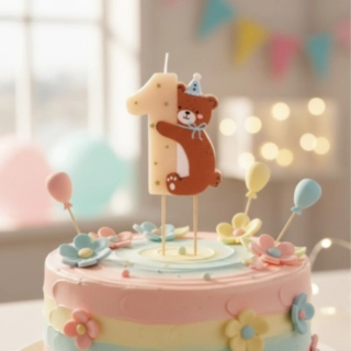 1 År Nalle Tårtljus