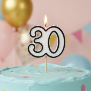 30 År Tårtljus Svart/Vit