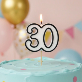 30 År Tårtljus Svart/Vit