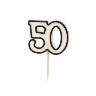 50 År Tårtljus Svart/Vit