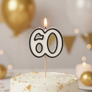 60 År Tårtljus Svart/Vit