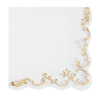 Ornament Servetter Guld/Vit