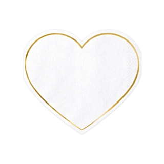 Hjärta Servetter Vit/Guld