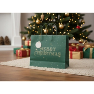 Merry Chistmas Presentpåse Grön